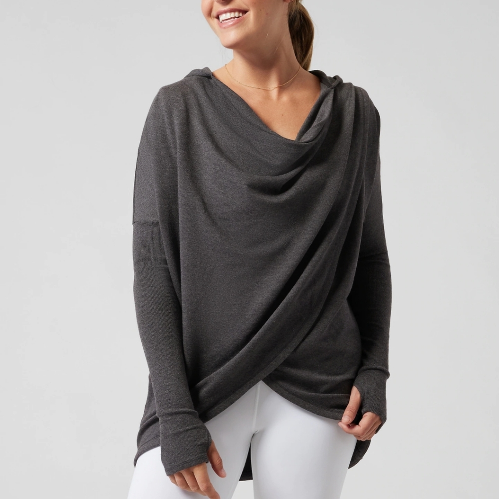 Athleta Purana Drape Hooded Wrap Sweatshirt